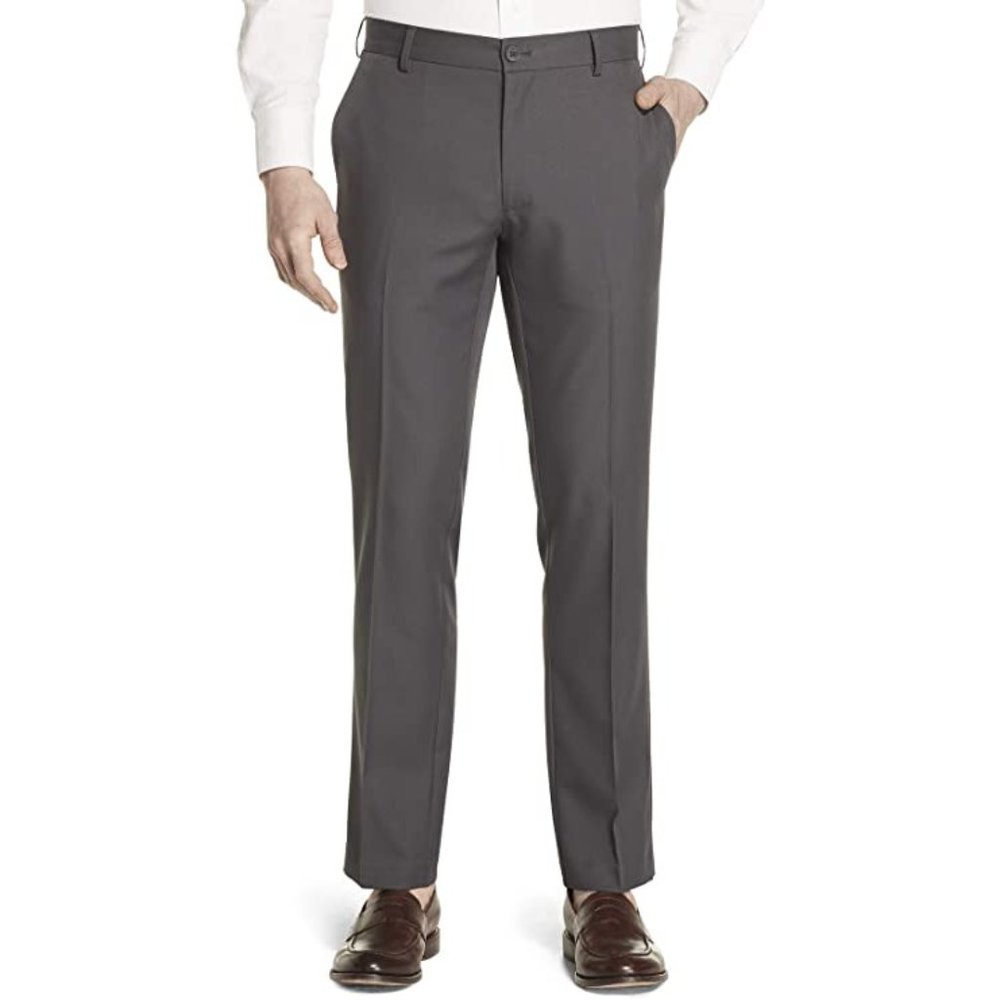 NWT Mens Size 48x32 Geoffrey Beene Gray Big & Tall Flat Front Dress Pants